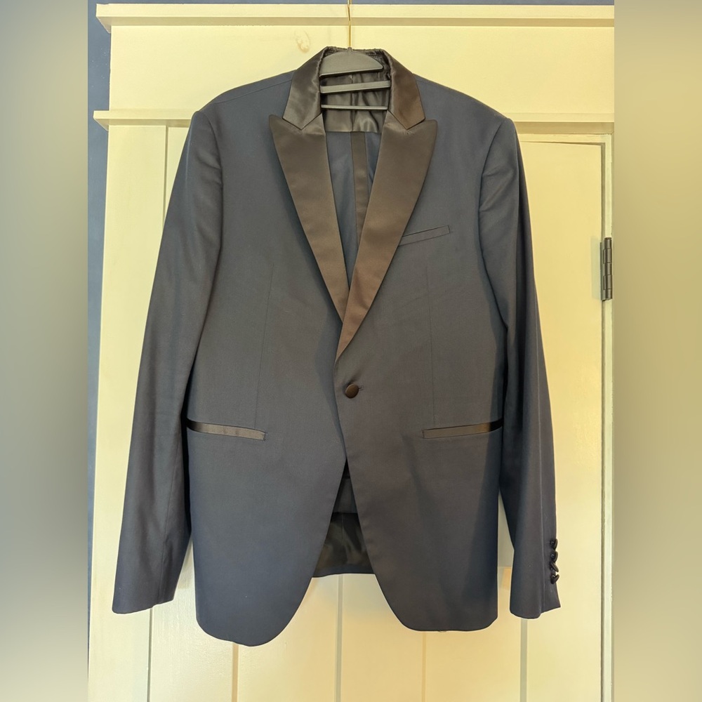 Zara Navy Blue Tuxedo Suit – Jacket & Pants – Wedding | Black Tie 🤵🏽‍♂️